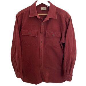 LL Bean Chamois Flannel Button Up Shirt Mens Medium Red
